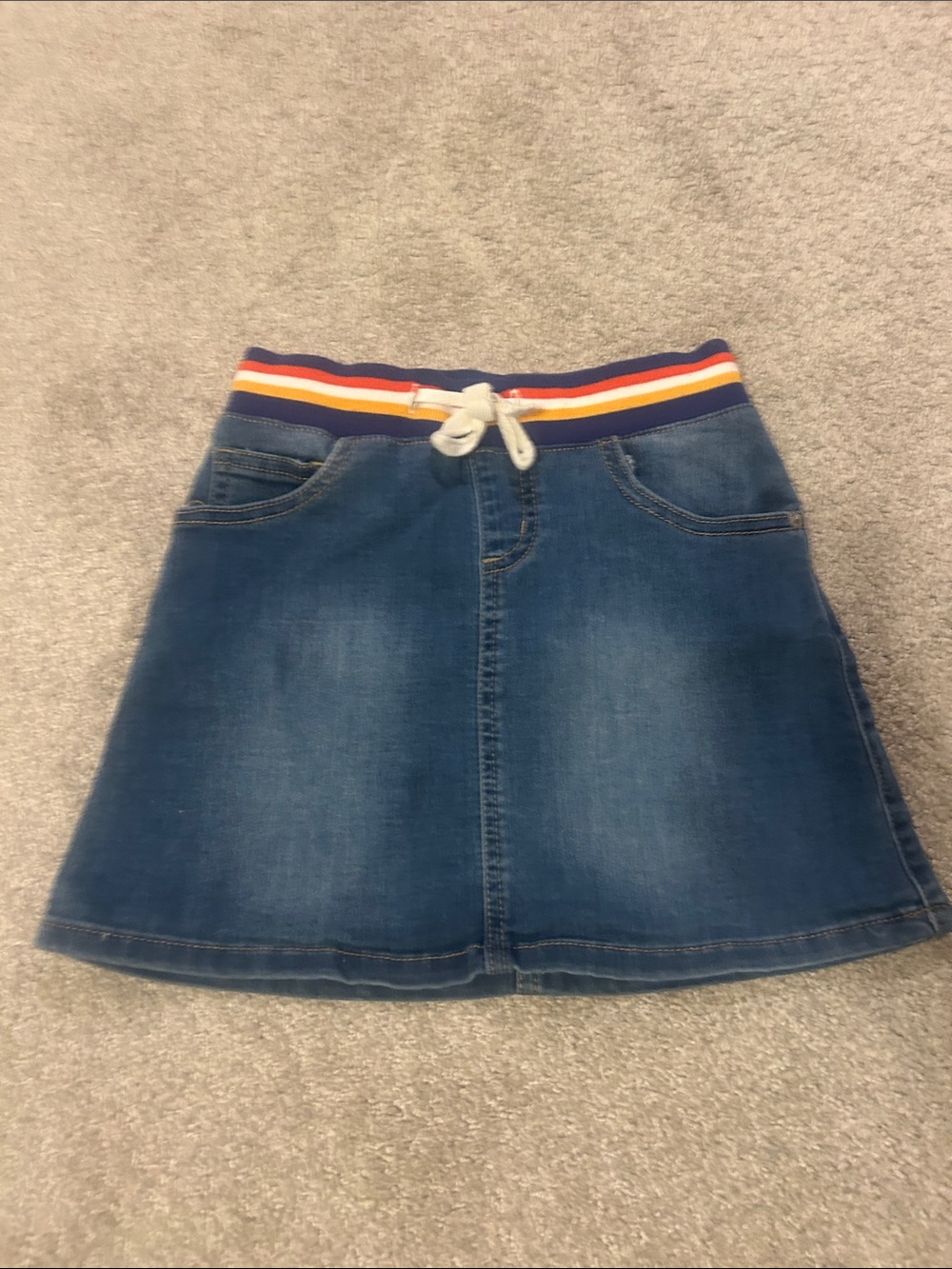 Cat & Jack Blue Denim Skirt with Rainbow Stripe Waistband